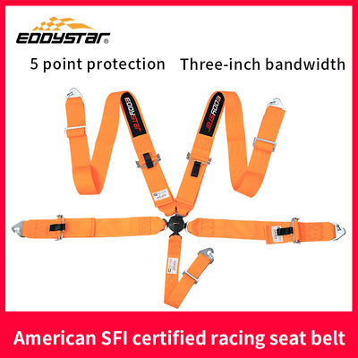 qualidade  EDDYSTAR Nylon Drift Car Racing Seat Belt Orange Color 5 Point Seat Belt fábrica